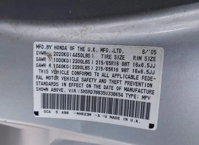 SHSRD78835U338654 2005 2005 Honda CR-V- EX 9