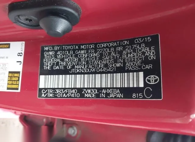 JTDKN3DU9F0445421 2015 2015 Toyota Prius- Two 9