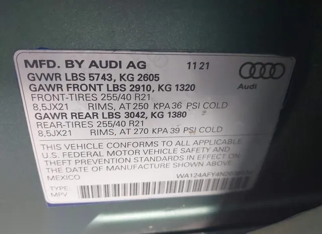 WA124AFY4N2038224 2022 2022 Audi Sq5 Sportback- Premium Plu 9