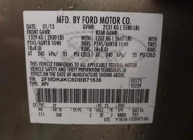 2FMDK4KC6DBB71636 2013 2013 Ford Edge- Limited 9