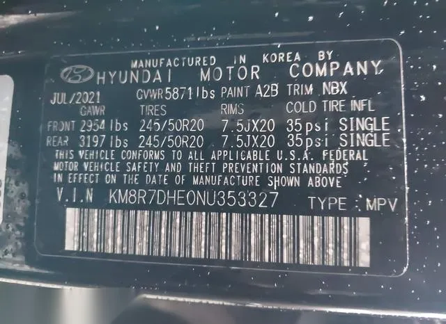 KM8R7DHE0NU353327 2022 2022 Hyundai Palisade- Calligraphy 9