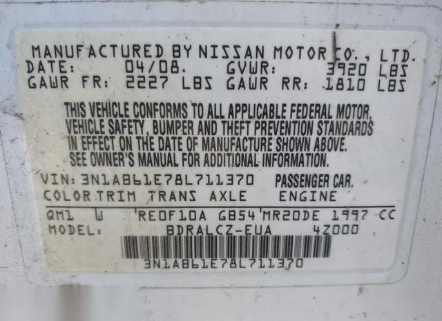 3N1AB61E78L711370 2008 2008 Nissan Sentra- 2-0 9