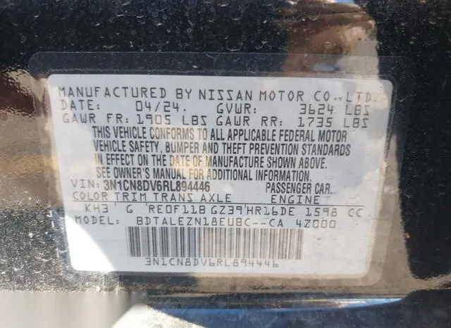 3N1CN8DV6RL894446 2024 2024 Nissan Versa- 1-6 S 9