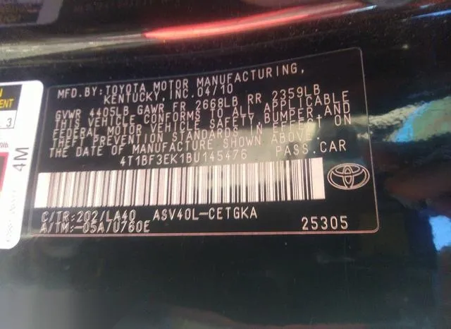 4T1BF3EK1BU145476 2011 2011 Toyota Camry- Xle 9