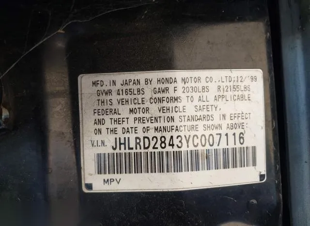 JHLRD2843YC007116 2000 2000 Honda CR-V- LX 9