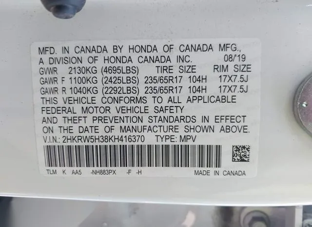 2HKRW5H38KH416370 2019 2019 Honda CR-V- LX 9