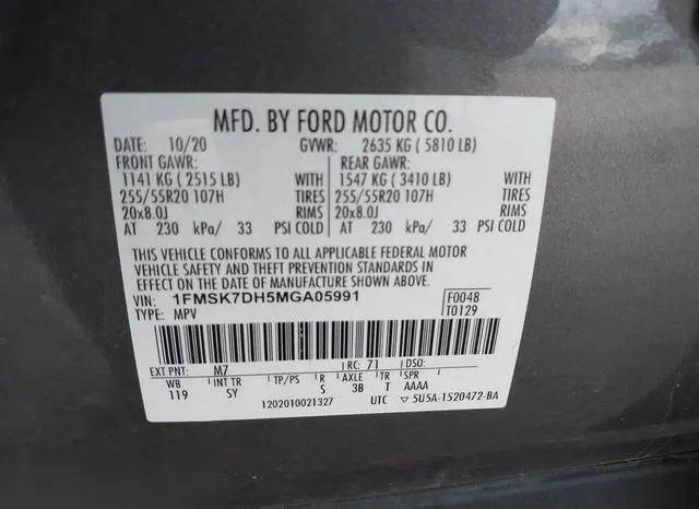 1FMSK7DH5MGA05991 2021 2021 Ford Explorer- Xlt 9