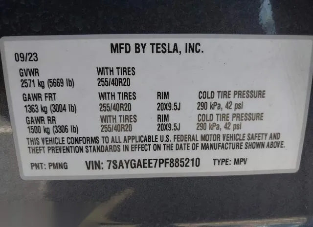 7SAYGAEE7PF885210 2023 2023 Tesla Model Y 9