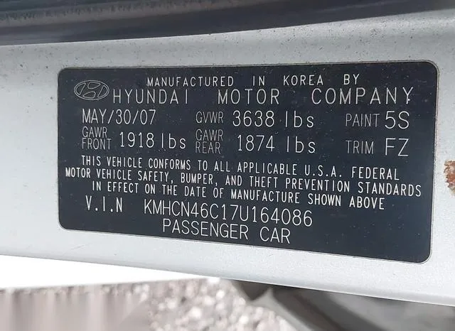 KMHCN46C17U164086 2007 2007 Hyundai Accent- Gls 9