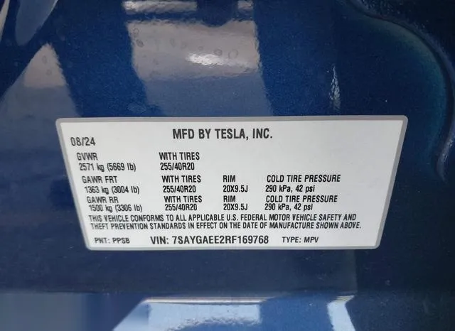 7SAYGAEE2RF169768 2024 2024 Tesla Model Y- Long Range Dual 9