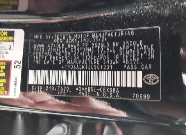 4T1DBADK4SU504331 2025 2025 Toyota Camry- SE 9