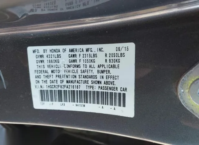 1HGCR2F82FA216187 2015 2015 Honda Accord- Ex-L 9