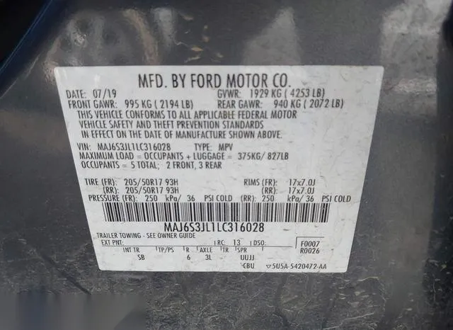 MAJ6S3JL1LC316028 2020 2020 Ford Ecosport- Ses 9