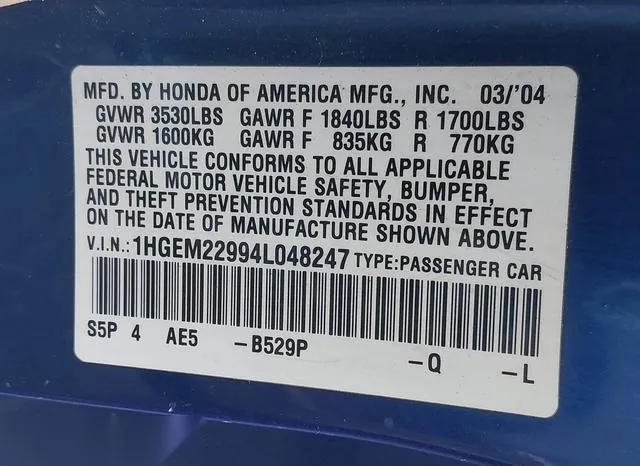 1HGEM22994L048247 2004 2004 Honda Civic- EX 9