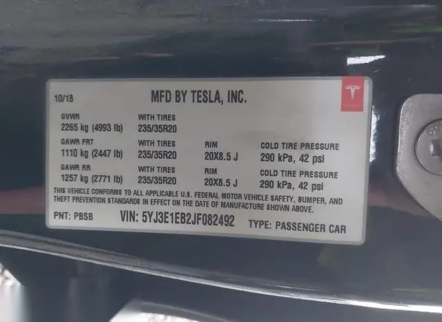 5YJ3E1EB2JF082492 2018 2018 Tesla Model 3- Long Range/Perfo 9