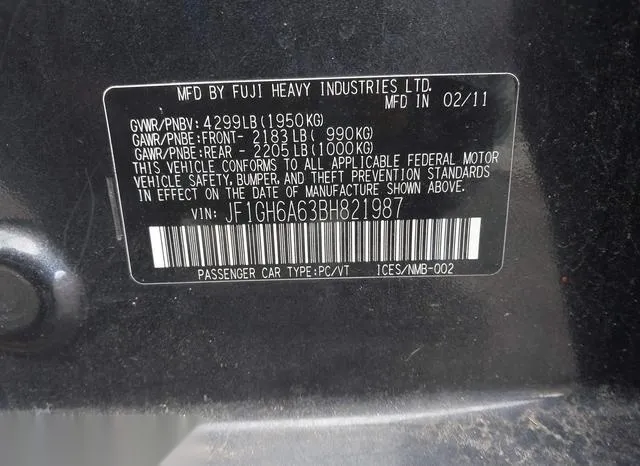 JF1GH6A63BH821987 2011 2011 Subaru Impreza- 2-5I 9