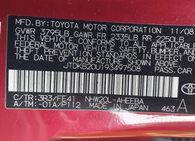 JTDKB20U193497508 2009 2009 Toyota Prius 9