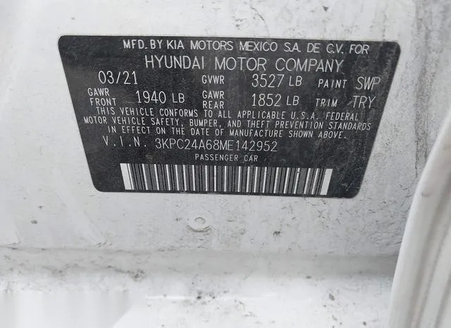 3KPC24A68ME142952 2021 2021 Hyundai Accent- SE 9