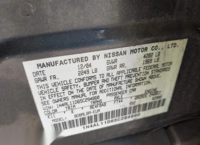 1N4AL11D65C294860 2005 2005 Nissan Altima- 2-5 S 9