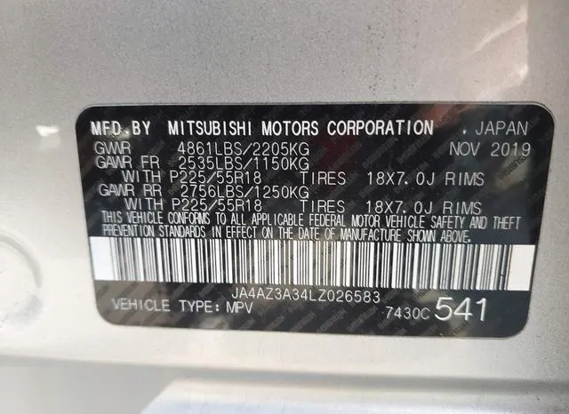 JA4AZ3A34LZ026583 2020 2020 Mitsubishi Outlander- Es 2-4 S-Awc 9