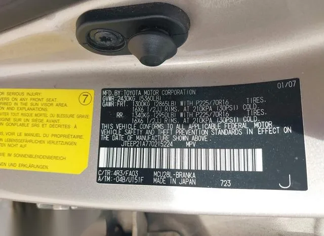 JTEEP21A770215224 2007 2007 Toyota Highlander- V6 9