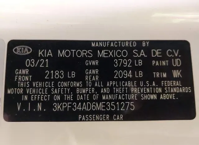 3KPF34AD6ME351275 2021 2021 KIA Forte- Gt-Line 9