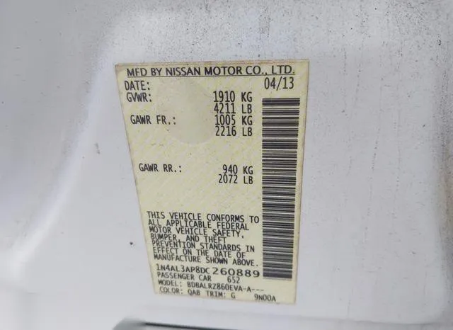 1N4AL3AP8DC260889 2013 2013 Nissan Altima- 2-5 S 9