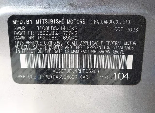 ML32FUFJ4RHF05283 2024 2024 Mitsubishi Mirage- G4 ES 9