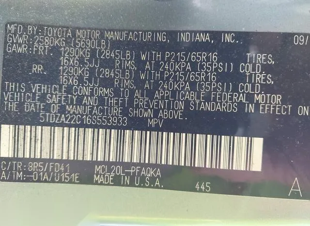 5TDZA22C16S553933 2006 2006 Toyota Sienna- Xle 9