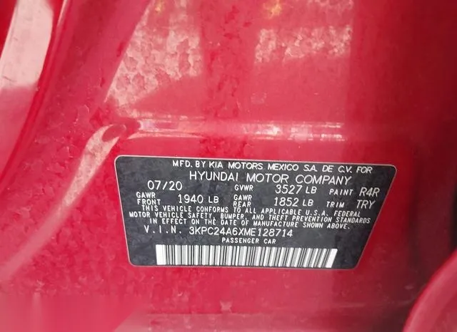 3KPC24A6XME128714 2021 2021 Hyundai Accent- SE 9