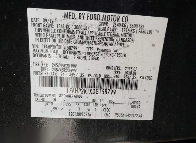 1FAHP2KTXDG158799 2013 2013 Ford Taurus- Sho 9