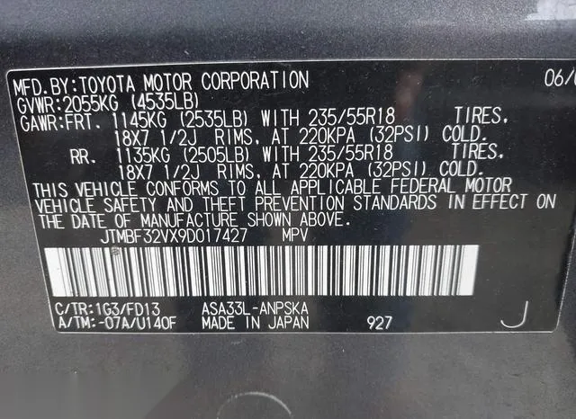 JTMBF32VX9D017427 2009 2009 Toyota RAV4- Sport 9