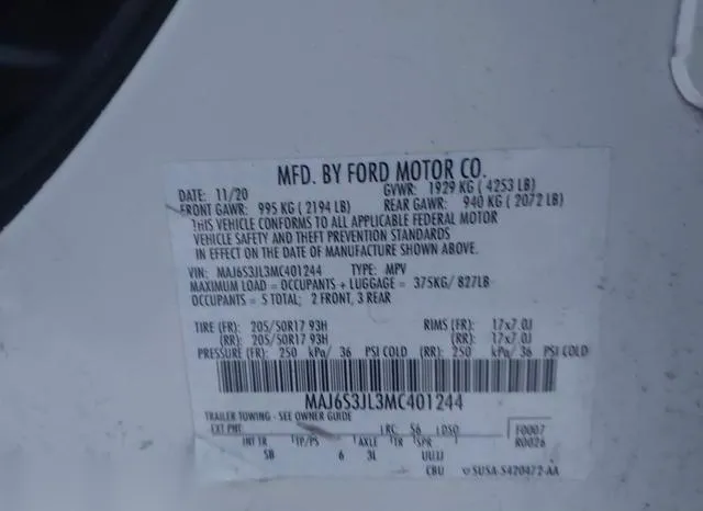 MAJ6S3JL3MC401244 2021 2021 Ford Ecosport- Ses 9