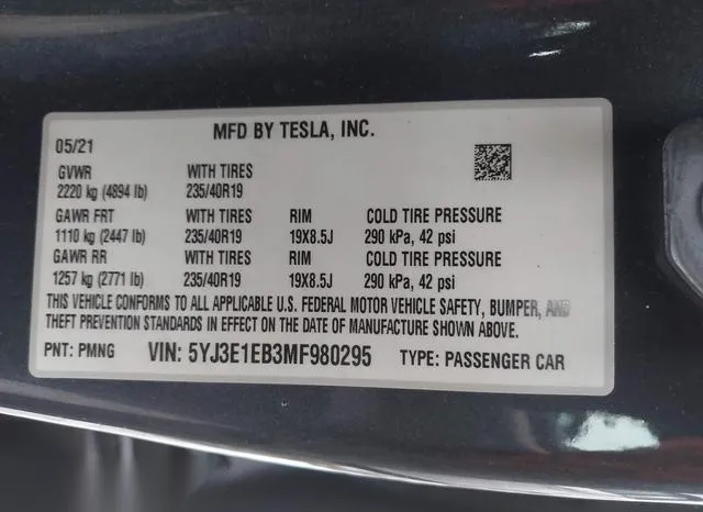 5YJ3E1EB3MF980295 2021 2021 Tesla Model 3- Long Range Dual 9