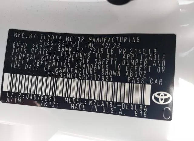 5YFB4MDEXRP117923 2024 2024 Toyota Corolla- LE 9