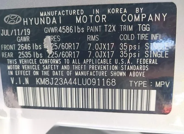 KM8J23A44LU091168 2020 2020 Hyundai Tucson- SE 9