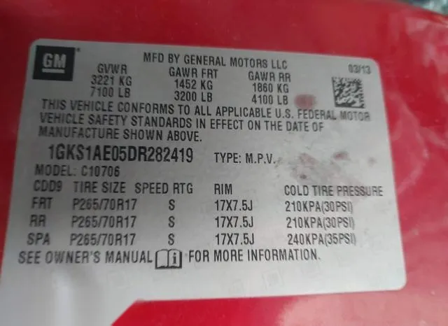 1GKS1AE05DR282419 2013 2013 GMC Yukon- Sle 9