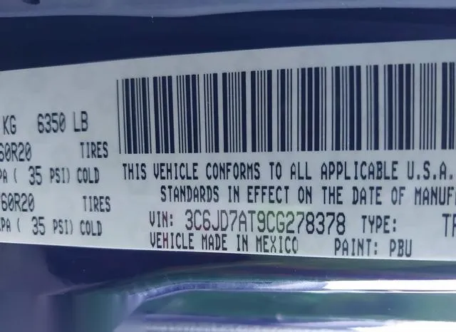 3C6JD7AT9CG278378 2012 2012 RAM 1500- ST 9