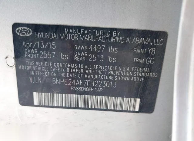 5NPE24AF7FH223013 2015 2015 Hyundai Sonata- SE 9