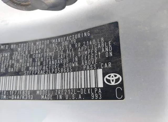 5YFEPRAE2LP058685 2020 2020 Toyota Corolla- LE 9