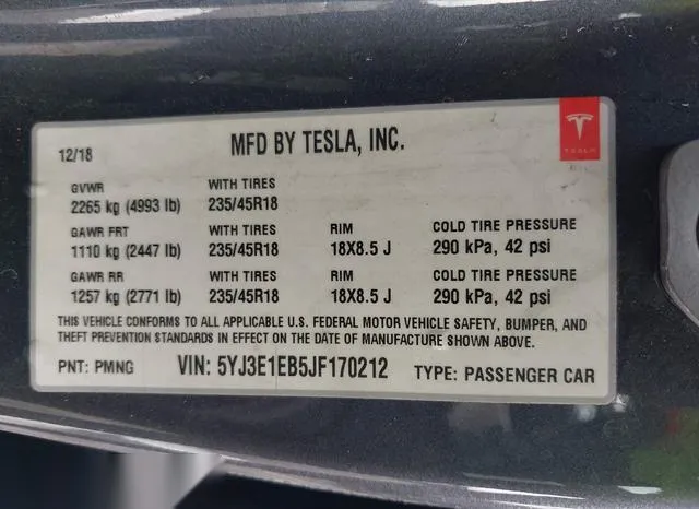 5YJ3E1EB5JF170212 2018 2018 Tesla Model 3- Long Range/Perfo 9