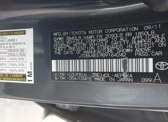 JTDBU4EE9B9164242 2011 2011 Toyota Corolla- LE 9