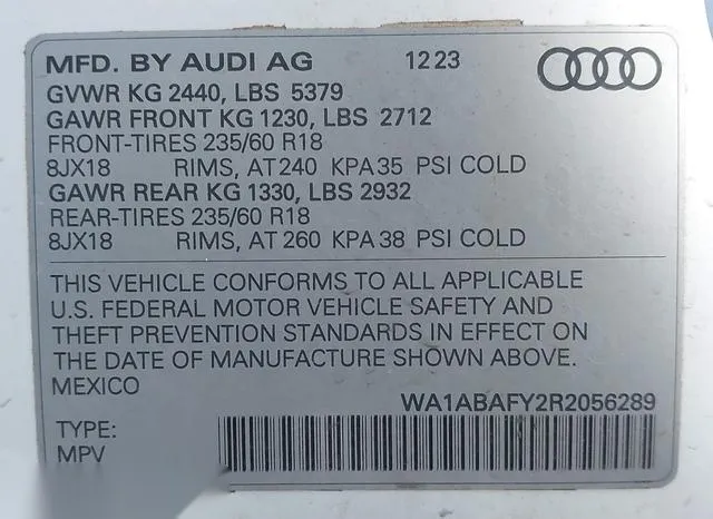 WA1ABAFY2R2056289 2024 2024 Audi Q5- Premium 40 Tfsi Quattr 9