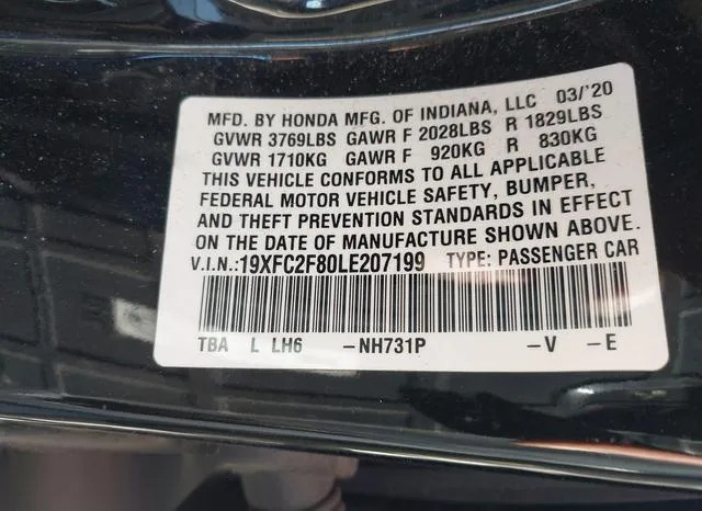 19XFC2F80LE207199 2020 2020 Honda Civic- Sport 9