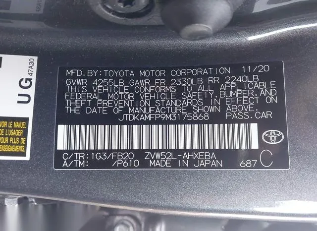 JTDKAMFP9M3175868 2021 2021 Toyota Prius- Prime LE 9