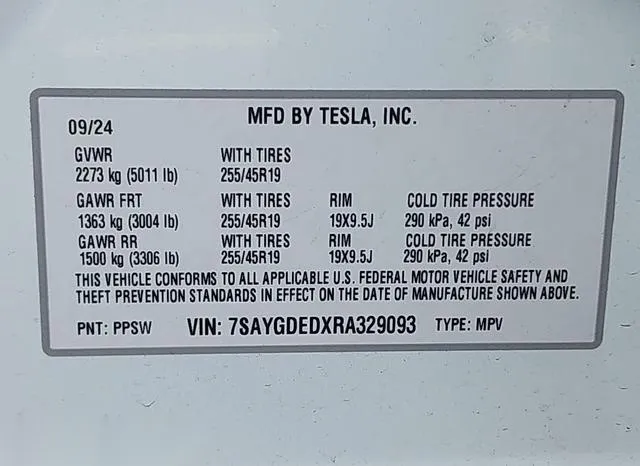 7SAYGDEDXRA329093 2024 2024 Tesla Model Y- Long Range Dual 9