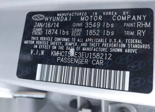 KMHCT5AE3EU158212 2014 2014 Hyundai Accent- GS 9