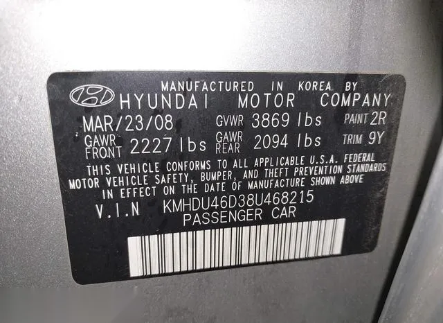 KMHDU46D38U468215 2008 2008 Hyundai Elantra- Gls/Se 9