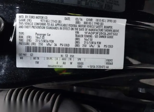 1FADP3F25GL297322 2016 2016 Ford Focus- SE 9