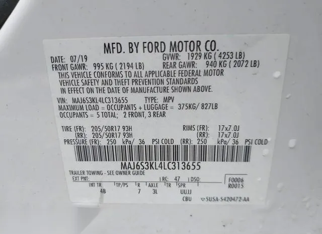 MAJ6S3KL4LC313655 2020 2020 Ford Ecosport- Titanium 9